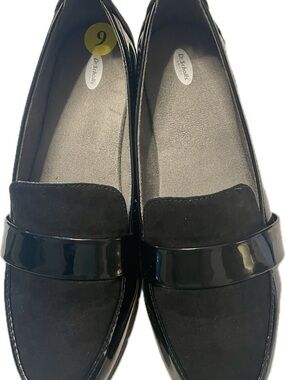 Dr. Scholl's Black Patent and Suede Slip-On Loafers Sz 9 NEW